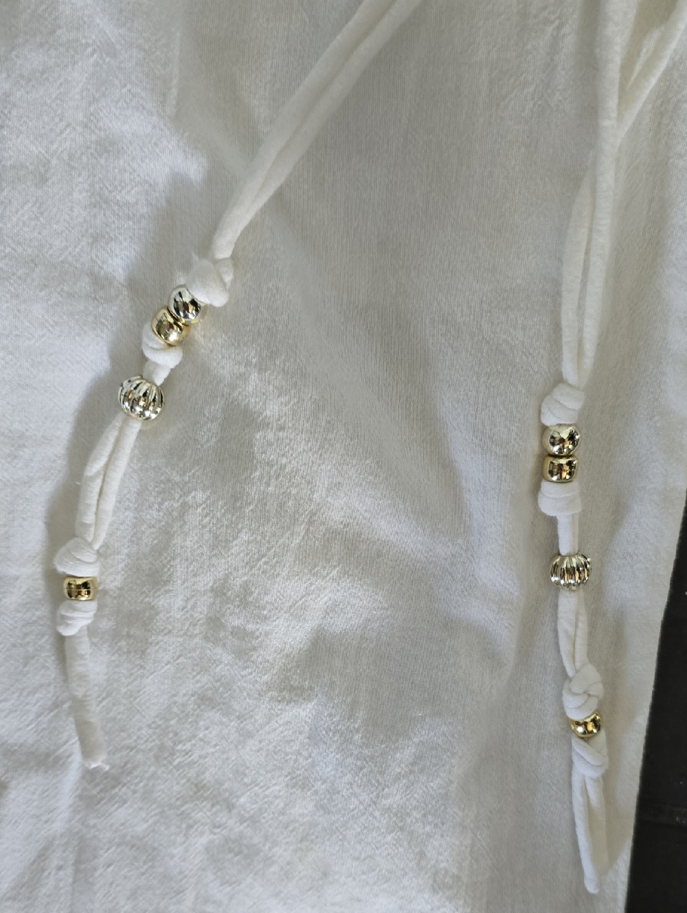 Guess White Wide Leg Linen Top with Rouched Waistband - Picture 5 of 6